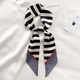 Striped Silk Scarf Decorated Headband Small Scarf